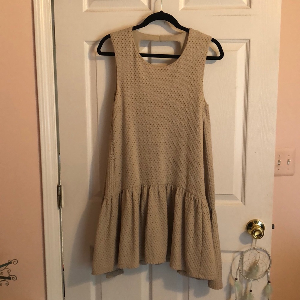 Free People dropwaist tan sleeveless ruffle dress